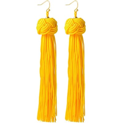 Nieuwe Etnische Kwast Hangende Oorbellen Voor Vrouwen Zwart Rood Geel Groen Roze Lang Katoen Druppel Oorhaak Boheemse Sieraden Cadeaus yellow
