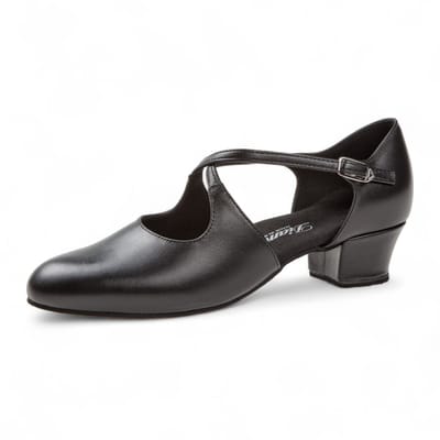 Diamant gesloten dansschoenen 052 - 102 - 034 - Hoogwaardig Leer - 3,7cm stabiele lage hak - Ronde neus extra teenruimte - Hoog draagcomfort - Schokdempende hielvering - Flexibele suede zool - Ballroom, Tango, Stijldansen - Diamant - Zwart - 41