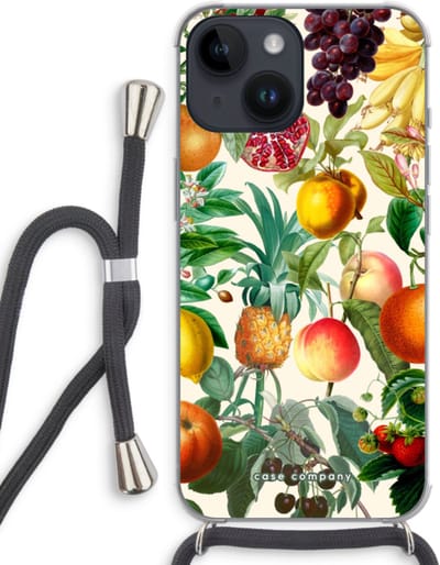 Case Company® - Hoesje met koord geschikt voor iPhone 14 hoesje met Koord - Classic Flora - Telefoonhoesje met Zwart Koord - Bescherming aan alle Kanten en Over de Schermrand