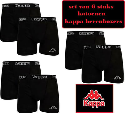 Kappa katoenen boxers 6 stuks zwart maat S