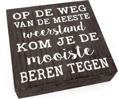 Tekstblok - Op de weg van de meeste weerstand - Vierkant - Grijs