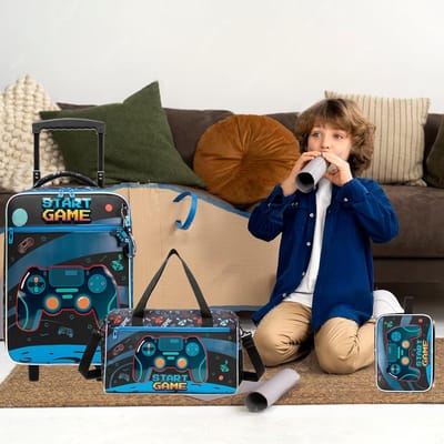 Kinderkoffer Set met Make-up Tasje - Handbagage Reiskoffer Meisjes Zeemeermin Thema