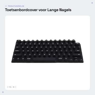 Dailygoods- Toetsenbordomslag voor Lange Nagels - Silicone Bedekking - Verhoogde Toetsen - Typcomfort - Geschikt voor Pro/Air - Afmetingen 276x14.8x112mm - Keyboard Cover