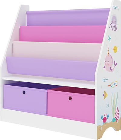 Kinderboekenkast Neda opbergkast 74x71x23 cm oceaan motief
