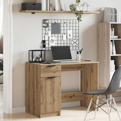 vidaXL - Bureau - 100x50x75 - cm - bewerkt - hout - artisanaal - eikenkleur
