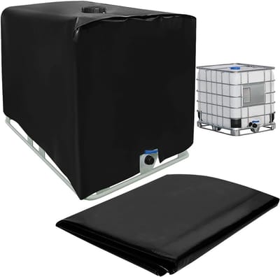 Famanu - IBC tankafdekking 1000L waterreservoir beschermzeil zwart