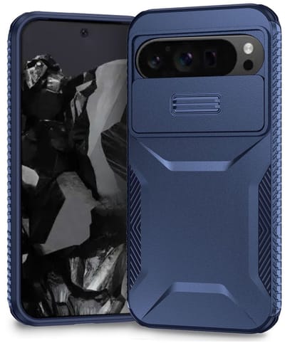 Hoesje Geschikt voor Google Pixel 10 Pro XL / 9 Pro XL | Back Cover met Camera Slider | Schokbestendige Case | Camera Cover | Stevig | Blauw