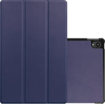 Hoes - Geschikt voor Lenovo Tab P11 - Dun & Stevig - Trifold Bookcase - Hard Cover - Hardcover Book Case - Tablet Hoesje - Donkerblauw