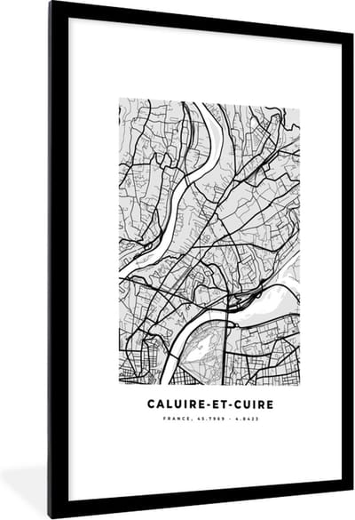 Fotolijst incl. Poster - Caluire-et-Cuire - Plattegrond - Frankrijk - Kaart - Stadskaart - 60x90 cm - Posterlijst
