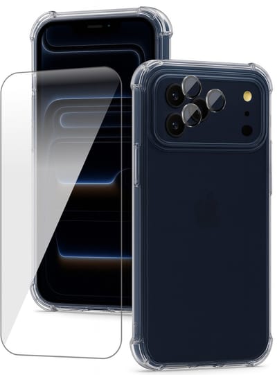 Hoesje geschikt voor iPhone 17 Pro - Screenprotector Glas & Camera Protector - Shockproof Transparant