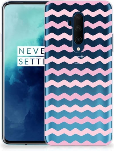 Back Cover voor OnePlus 7T Pro TPU bumper Waves Roze