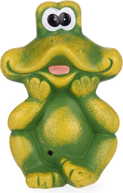 Ibergarden Tuinbeeld kikker - keramiek - H23 cm - groen mix kleuren - tuin dieren beelden