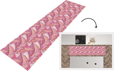 Keukenloper - Loper keuken - Meiden - Veren - Roze - Patronen - 200x50 cm - Keukenloper vinyl