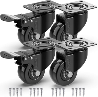 ONF3 - Meubelwielen - Zwenkwielen met Rem - Zware Belastingen - 50 mm - Stil en Geen Sporen - Voor Zware Lasten - Transportwielen voor Palle...