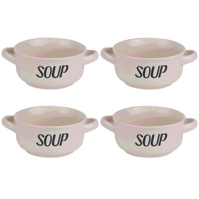 Cosy & Trendy soepkom van aardewerk - 12x - Creme wit - Dia 13,5 cm - 470 ml - Servies - Soepkommen/Soepkommetjes