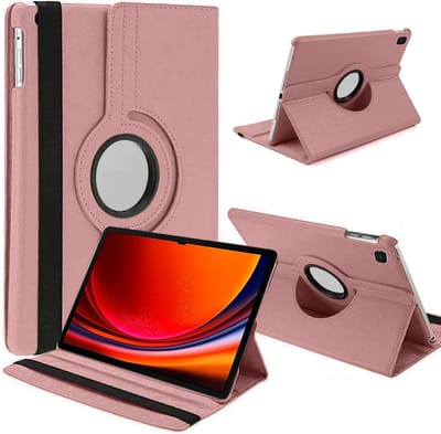 Hoes Geschikt voor Samsung Galaxy Tab S9 Plus / S9 FE Plus hoes Rose Goud – Hoes Geschikt voor Samsung Galaxy Tab S9 Plus / S9 FE Plus tablet hoes – 360° draaibaar bookcase - Ntech
