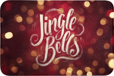 Badmat 90x60 cm - Antislip - Jingle - Bells - Kerst - Rood - Badmatten voor badkamer - Badkamermat - Douchemat - Badkamer mat