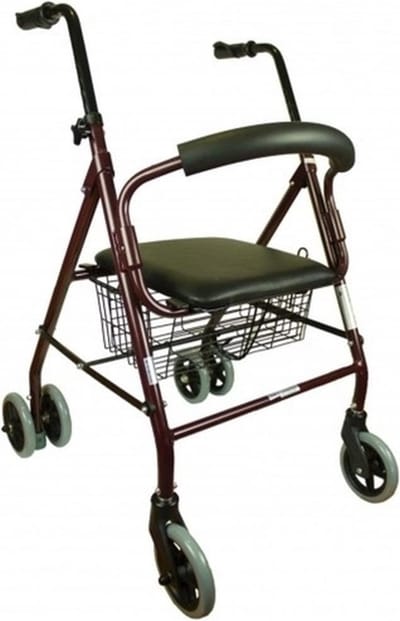 Clinicalfy Paterna - Rollator - Rollator - Looprek met 4 wielen - Met remmen - Aluminium - Met Stoel en Rugleuning - Opvouwbare en Verstelbare in Hoogte - Wandelaar - Lichtgewicht - Tot 110 kg - Bordeaux