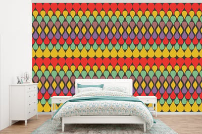 Behang - Fotobehang Vintage - Retro - Kleuren - Patronen - Breedte 345 cm x hoogte 220 cm