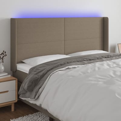 vidaXL - Hoofdbord - LED - 203x16x118/128 - cm - stof - taupe