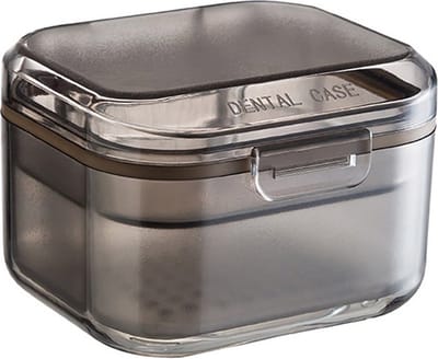 Beugeldoosje 2 Laags voor Water – Grijs – Invisalign & Nachtbeugel Case – Stevig en Waterdicht – Thuis en Reizen – Compacte Opbergruimte – Handig en Multifunctioneel
