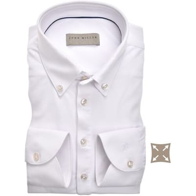 John Miller Polo Button Down Slim Casual Hyperstretch Wit / male
