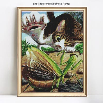 Peinture diamant 5D Animal chat, broderie complète ronde, mosaïque, point de croix, vente 20X30CM black