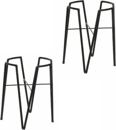 Mica Decorations - 2x stuks - bloempot plantenstandaard/verhoger - zwart - H38 x D29 cm