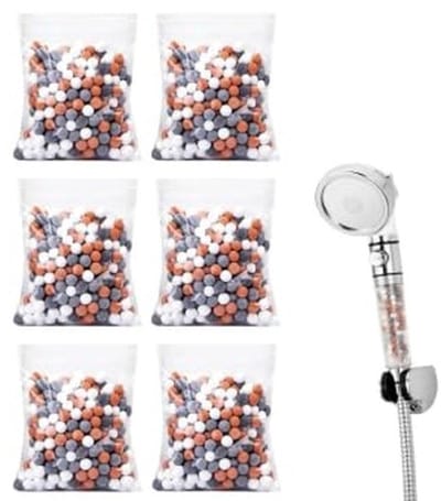 Dailygoods- Minerale Ballen Set van 6 - Waterfilter voor Hard Water - Verwijdering van Chloor - Bacteriën en Zware Metalen - Verbeterde Waterkwaliteit - Aangenaam Douchegevoel