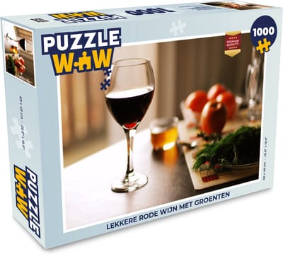 Puzzel Lekkere rode wijn met groenten - Legpuzzel - Puzzel 1000 stukjes volwassenen