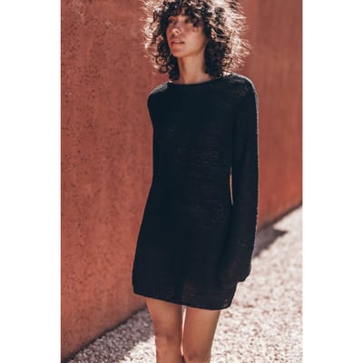 Mikuta The Black Knitted Low Back Longsleeve Dress Black Size: S | Maxi Dresses Outlet | Dames | Zwart