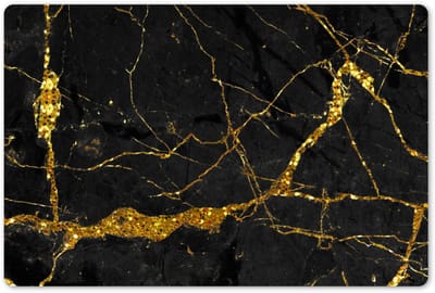 Placemats 45x30 cm - Placemat kunststof - 1 stuk - Marmer - Goud - Zwart - Marmerlook - Luxe - Glitter - Borden onderleggers - Decoratie voor op tafel - Keuken tafeldecoratie accessoires - Vinyl onderlegger - Tafelversiering