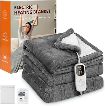 Elektrische Deken 130 x 180 cm – Dubbelzijdig Flanel – 8 Warmtestanden – 12 Uur Auto-Off – Machinewasbaar