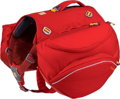 Hondenrugzak met Zadeltassen - Harnas Tas - Wandelen met Hond - Verstelbaar Lichtgewicht - Maat M - Rood
