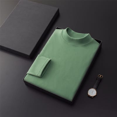 Herfst Half Turtleneck Bottoming Shirt Heren Trui Heren Effen Kleur Lange Mouw T-shirt M gray