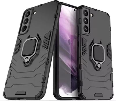 MobyDefend Hoesje - Geschikt voor Samsung Galaxy S22 - Dubbelgelaagde Pantsercase Met Standaard - Zwart