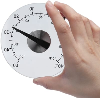 Outdoor Raamthermometer - Plakthermometer - Binnen/Buiten Temperatuur - Waterdicht - Transparante Wijzerplaat - Ronde 4.3" Diameter