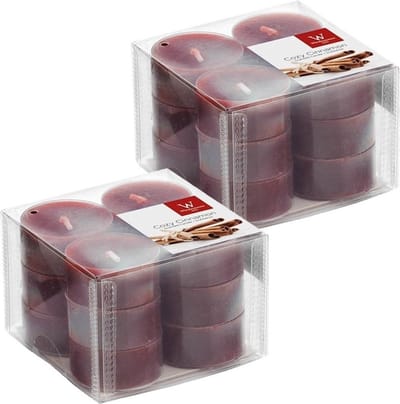 Trend Candles geurtheelichtjes/waxinelichtjes - 24x - kaneel geur - 4 branduren -transparante cup