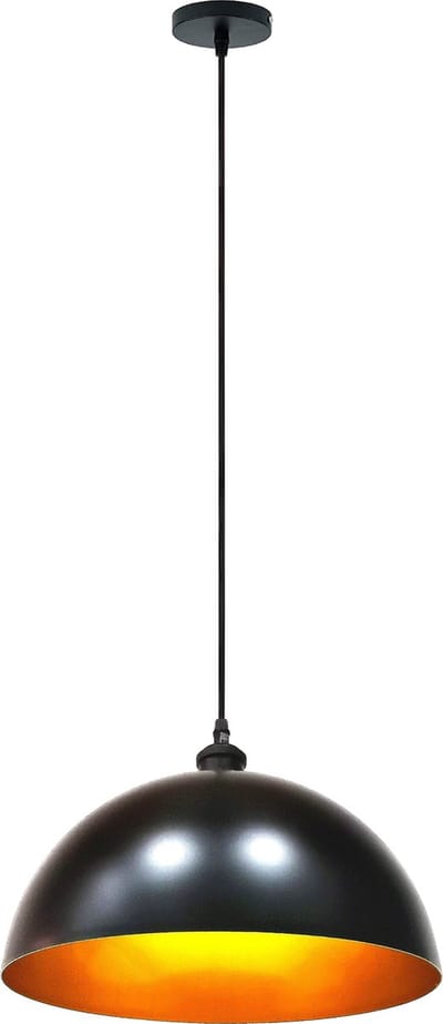 Trango 9001B Retro Hanglamp Industriële Vintage *VINTOS* Ø 360mm Hanglamp met 1x E27 Fitting Retro Hanglamp, Plafondlamp, Lampenkap in Zwart-Goud, Kroonluchter