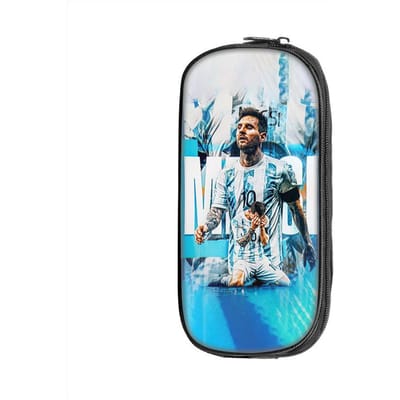 Patroon Pennenbakje Student Sport Schoolbenodigdheden Rits Potloodtasje Voetbalster M-Messi Grote Capaciteit Etui make-uptasje