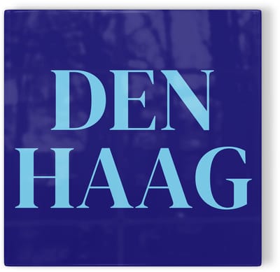 Tegeltje Den Haag - donkerblauw lichtblauw - tegeltje stad - tegeltje met tekst