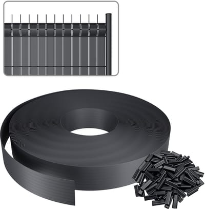ACXIN PVC Schutting Afsluiting PVC Schutting Strips voor Hekwerk - Tuinscherm en Hekwerk Bekleding 100% Zichtdicht UV-bestendig Weerbestendig - 70 m x 4.7 cm - Antraciet - 140 Clips