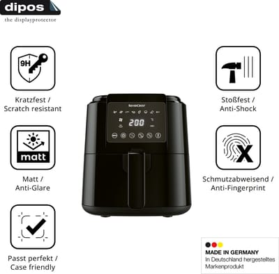dipos – 2x Matte Pantserfolie geschikt voor SilverCrest SHFD 1400 C1 | 9H Screenprotector
