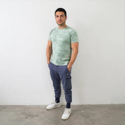 YV SPORT Jogger Kyoto - Heren - Cargo jogger - Zakken met rits - Handdoekhouder - Telefoonzak - Premium kwaliteit - Ademend - Stretch - Comfortabel - Fitness en sportbroek - Joggingbroek heren - Blauw - Maat S