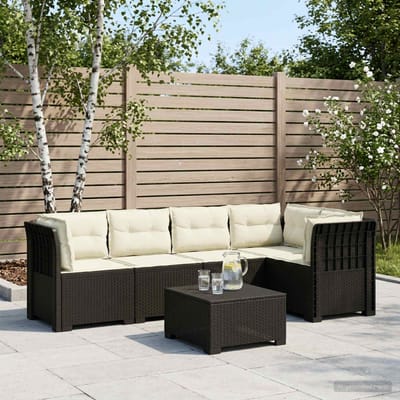 vidaXL - 5-Zits - Tuinbank - met - Kussens - Rattanlook - PP - Antraciet