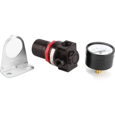 Régulateur Pneumatique G1/4 Réglable Pression d'Air Compresseur Vanne de Contrôle Manomètre avec Support