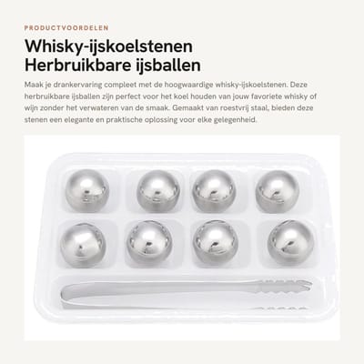 Dailygoods- IJskoelstenen Herbruikbaar - Roestvrij Staal 304 - 8 Stuks - Ijstang - Ethanol Mengsel - Diamantvorm 2,6 x 2,9 cm - Drankkoeler