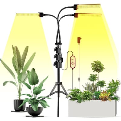 3 LED Groeilampen voor Kamerplanten Vol Spectrum 3 Lichtmodi 5 Helderheid 3 Timing met AU plug 3 heads yellow