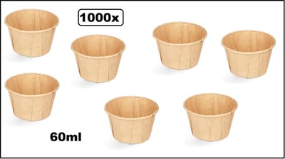 1000x Sausbakje kraft papier 60ml - souffle- Saus bakje mayonaise ketchup mosterd diner food