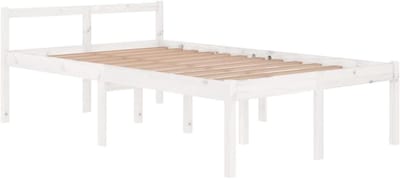 Houten Bedframe - Eenpersoons Bed - Slaapkamer Inrichting - Massief Grenenhout - 120x200 cm - Wit